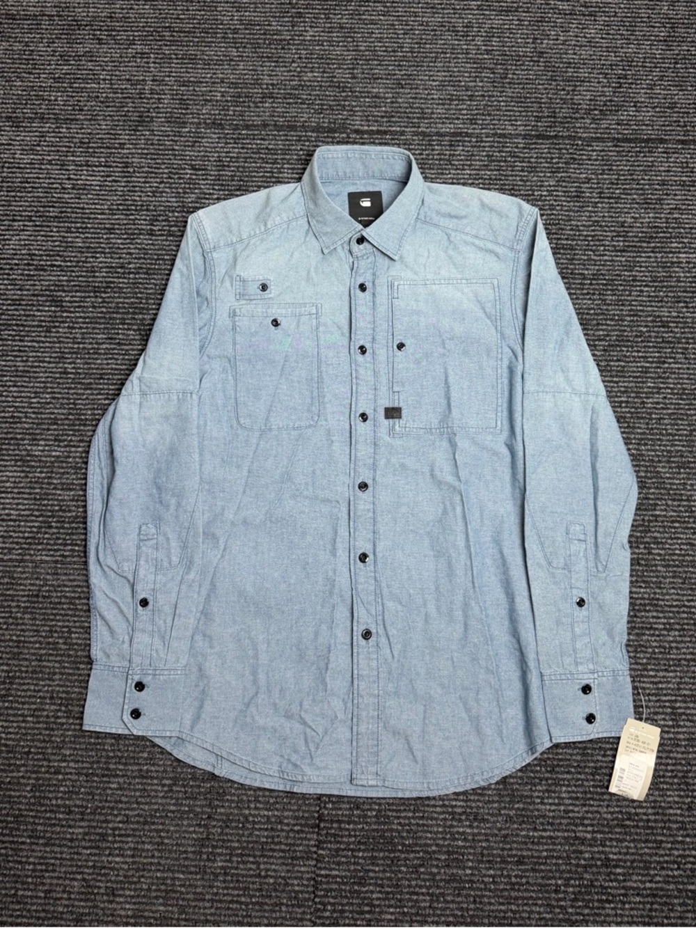 G Star Raw Shirt Men Large Blue Stalt Ultiity Chambray Work Button Up
